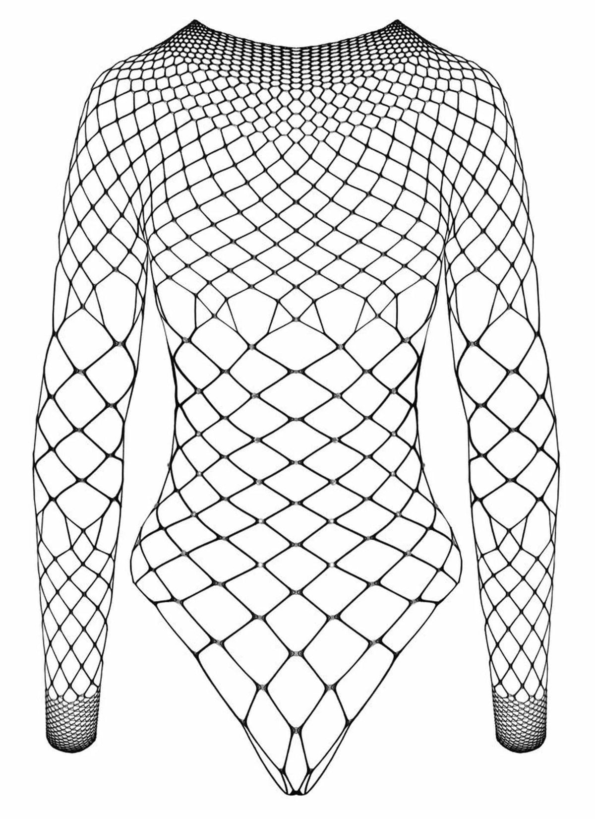 Bodysuit – mesh, long sleeves, black | Fantasy by Cottelli