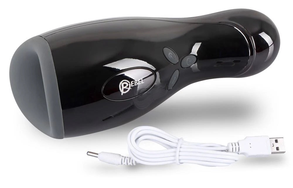 Masturbator 3 functions – rechargeable, black 20 cm | Rebel