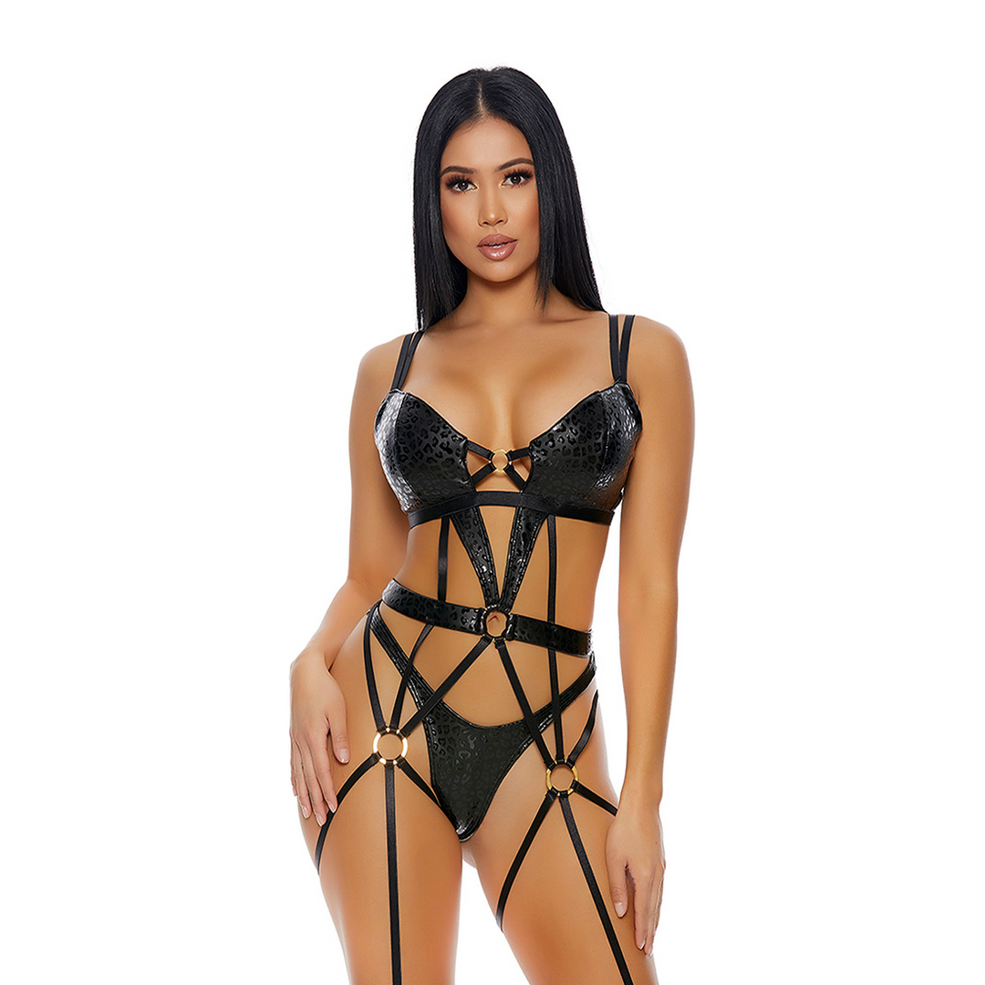 Conjunto de lencería Cheetah – negro | Forplay