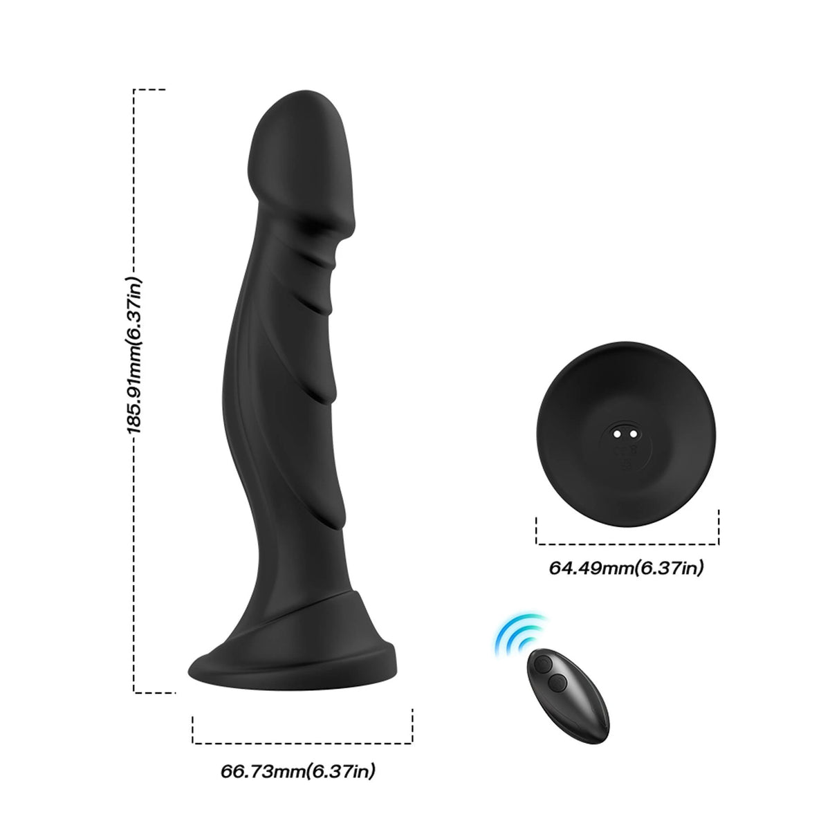 Realistic dildo Optimus 9 functions – remote control, rechargeable, black | Favorites