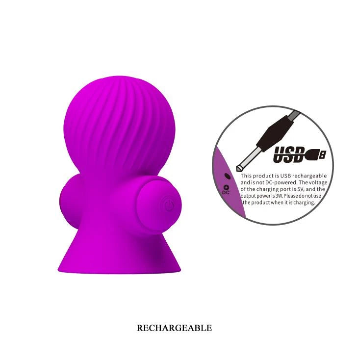 Accessoire BDSM Sucker 12 fonctions – rechargeable, vibrant, fuchsia | Pretty Love