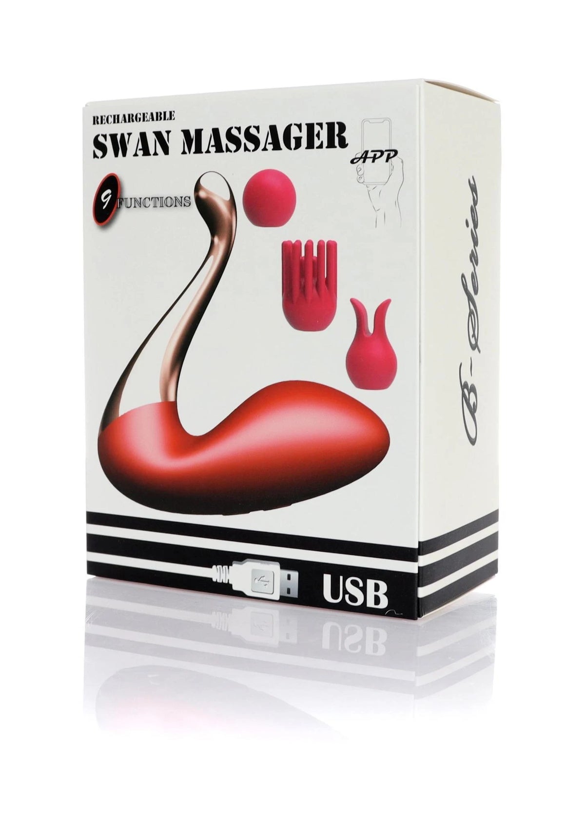 Stimulateur clitoridien Swan interchangeable heads 9 fonctions – rechargeable, contrôlé par appli, rouge | Favorites