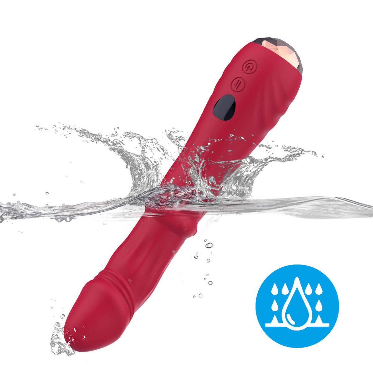 Realisztikus vibrátor Jackal 9 funkció – újratölthető, piros | Favorites