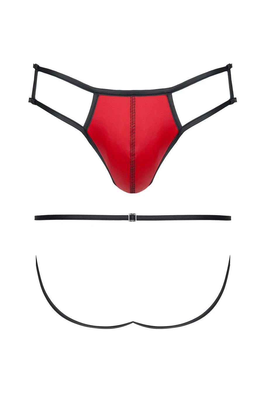 Tanga de homem wetlooka otwartym elementem – wetlook, aberta, vermelha | Regnes Fetish Planet