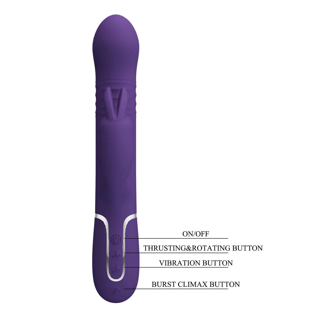 Rabbit vibrator Coale 7 functions – thrusting, rotating, purple BW-500013-2 | Pretty Love