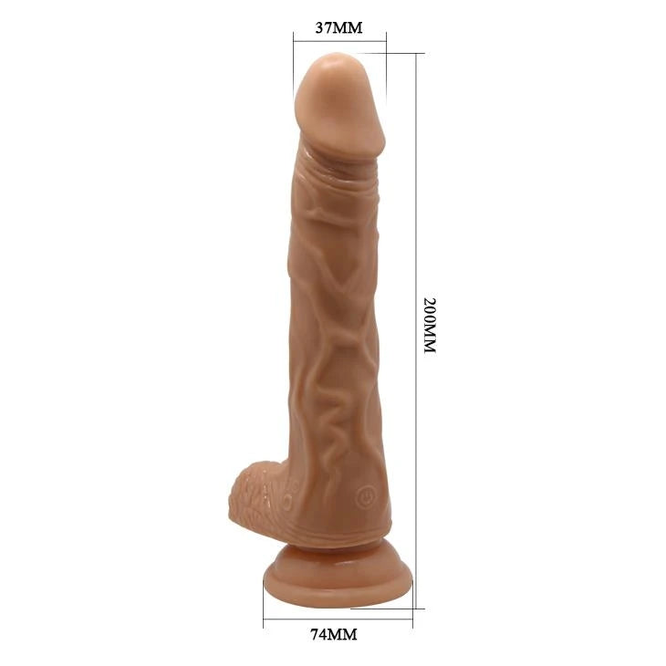 Realistic vibrator Bodach 7 7 functions – rechargeable, with suction cup, nude | Baile