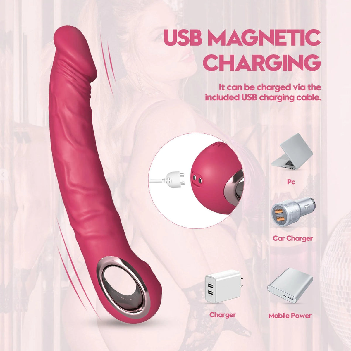 Vibrador realista 10 funciones – recargable, fucsia | Favorites