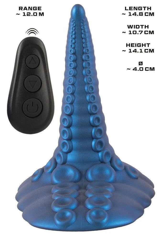 Realistic vibrator Tentacle Pad 10 functions – remote control, with suction cup, blue | Beasty Cocks