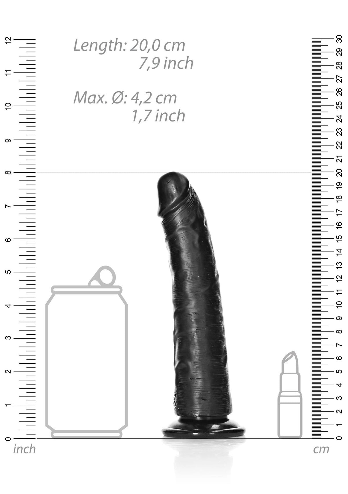 Realistic dildo – with suction cup, black 6 cm | RealRock