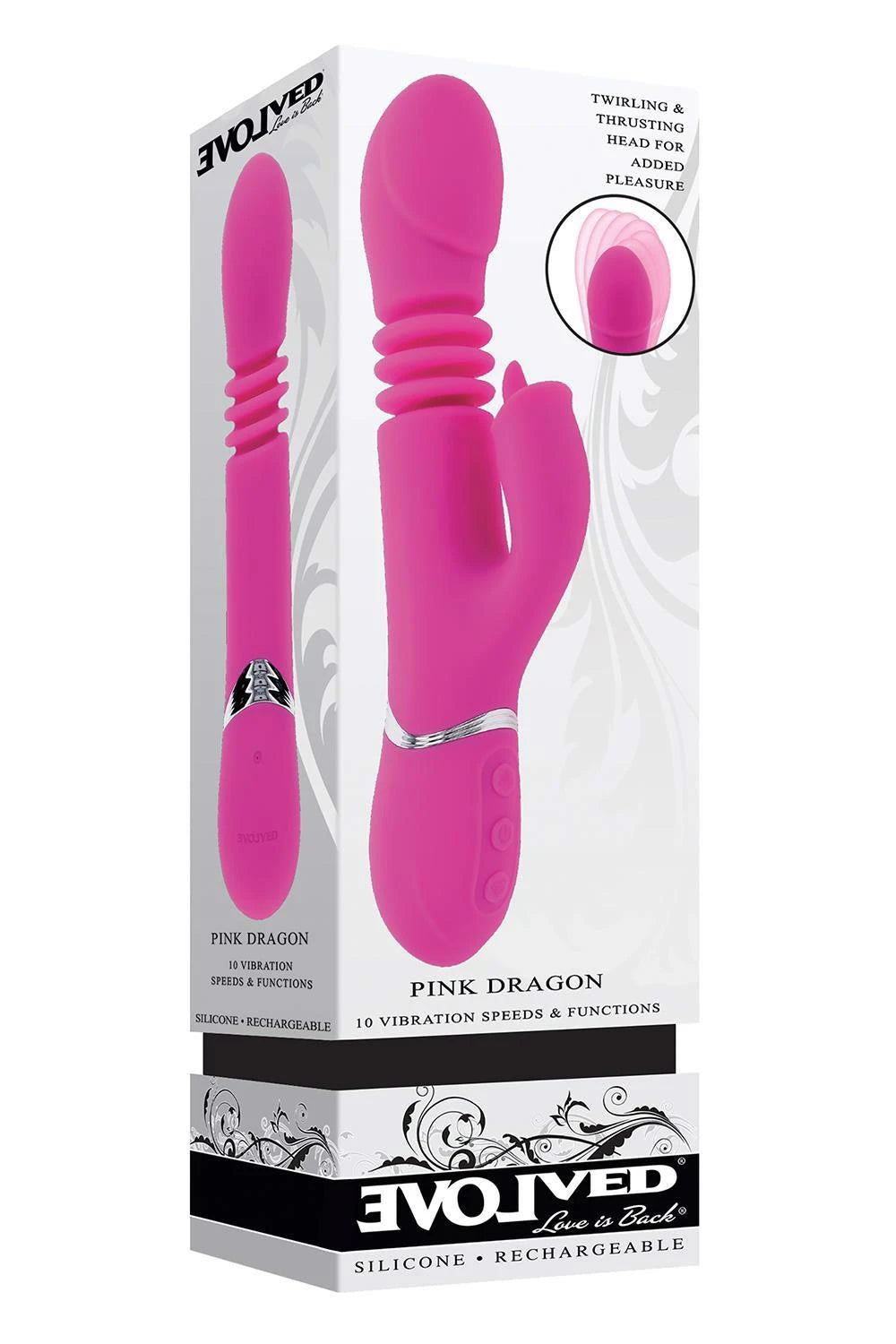 Vibratore punto G Dragon 14 cm – ricaricabile, rosa | Evolved
