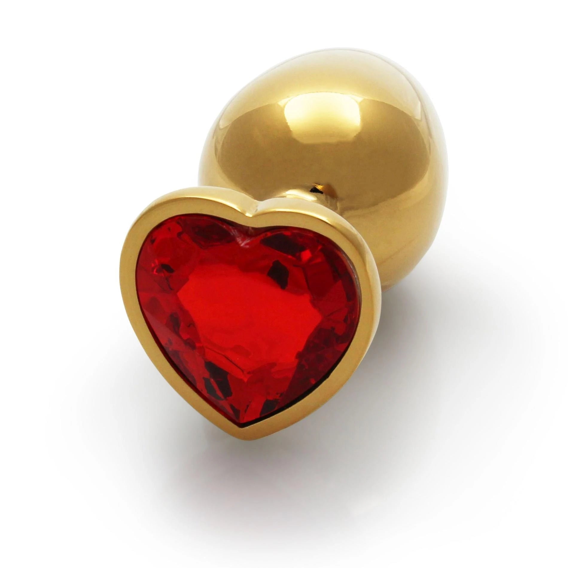 Heart Gem Butt Plug - Large - Gold/Ruby Red