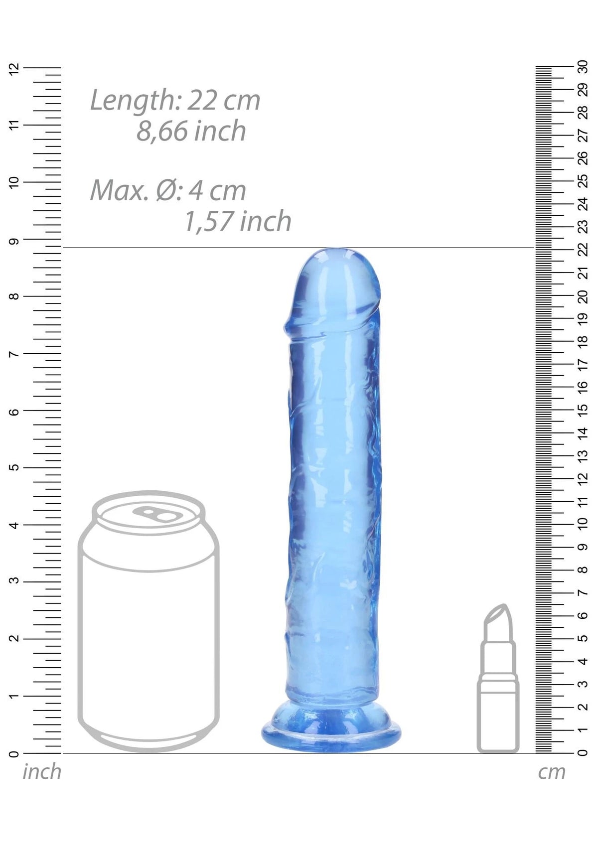 Consolador realista Straight – con ventosa, azul 6 cm | RealRock
