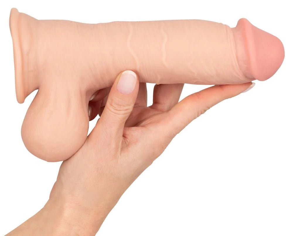 Realistic dildo movable 19.9 cm – with suction cup, nude | Nature Skin