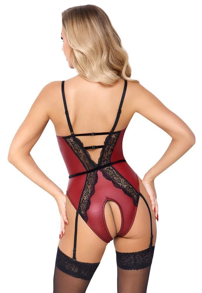 Body – em renda, aberto, vermelho | Abierta Fina