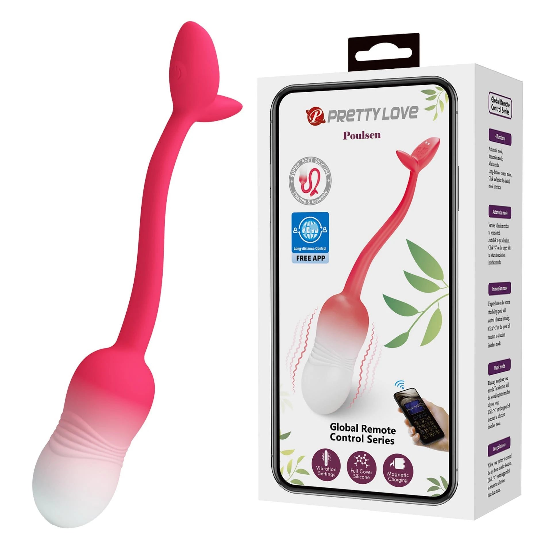 Vibromasseur œuf Pretty Love Poulsen à commande par application 01