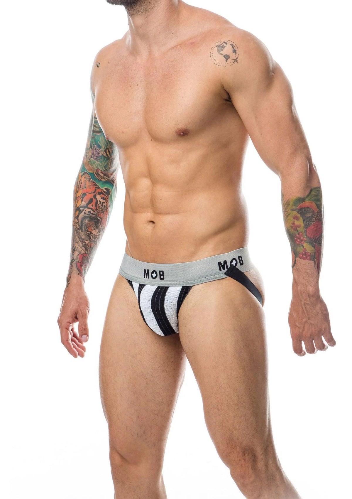 Perizoma uomo MOB Stripe Jock – bianco