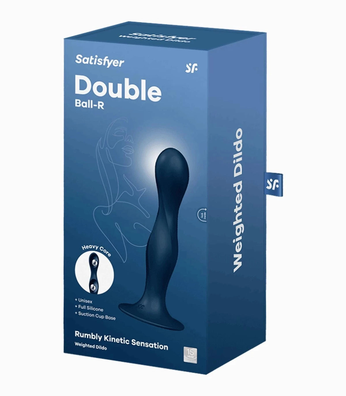 Gode – avec ventouse, double, bleu | Satisfyer