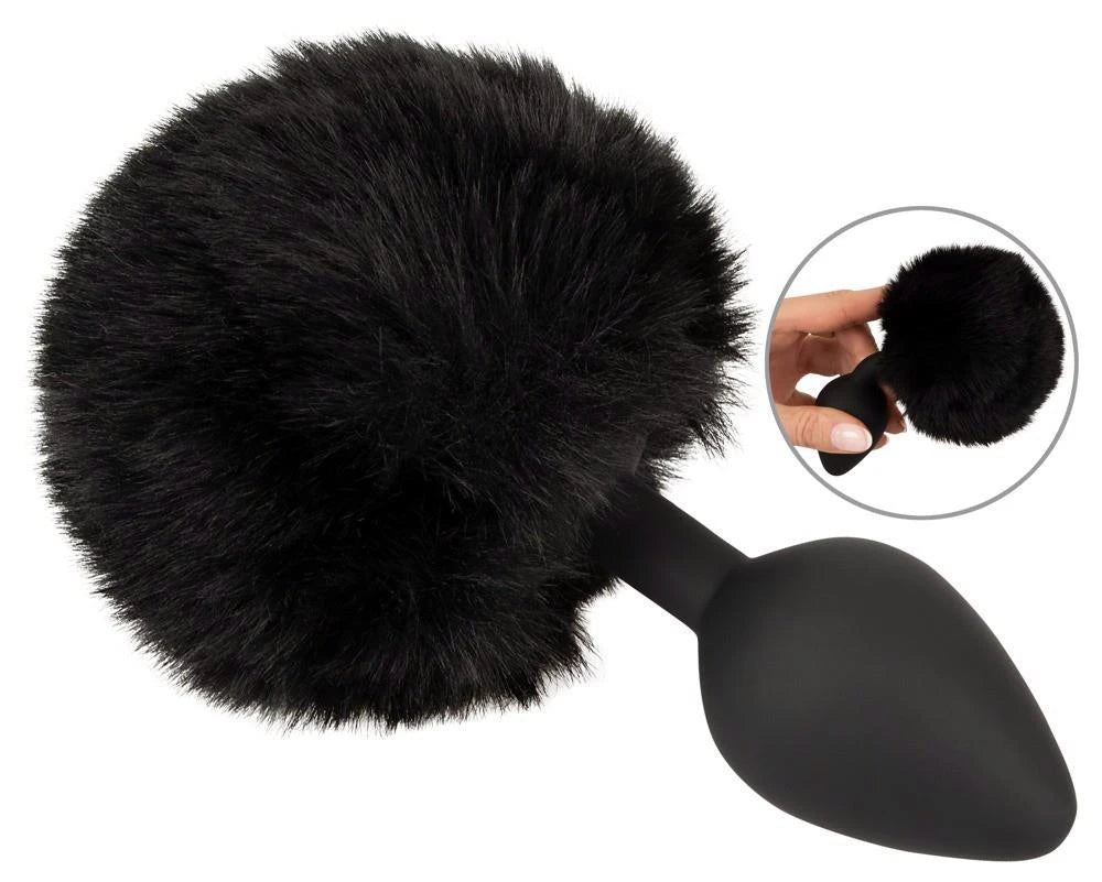 Butt plug fluffy tail 14.2 cm – black