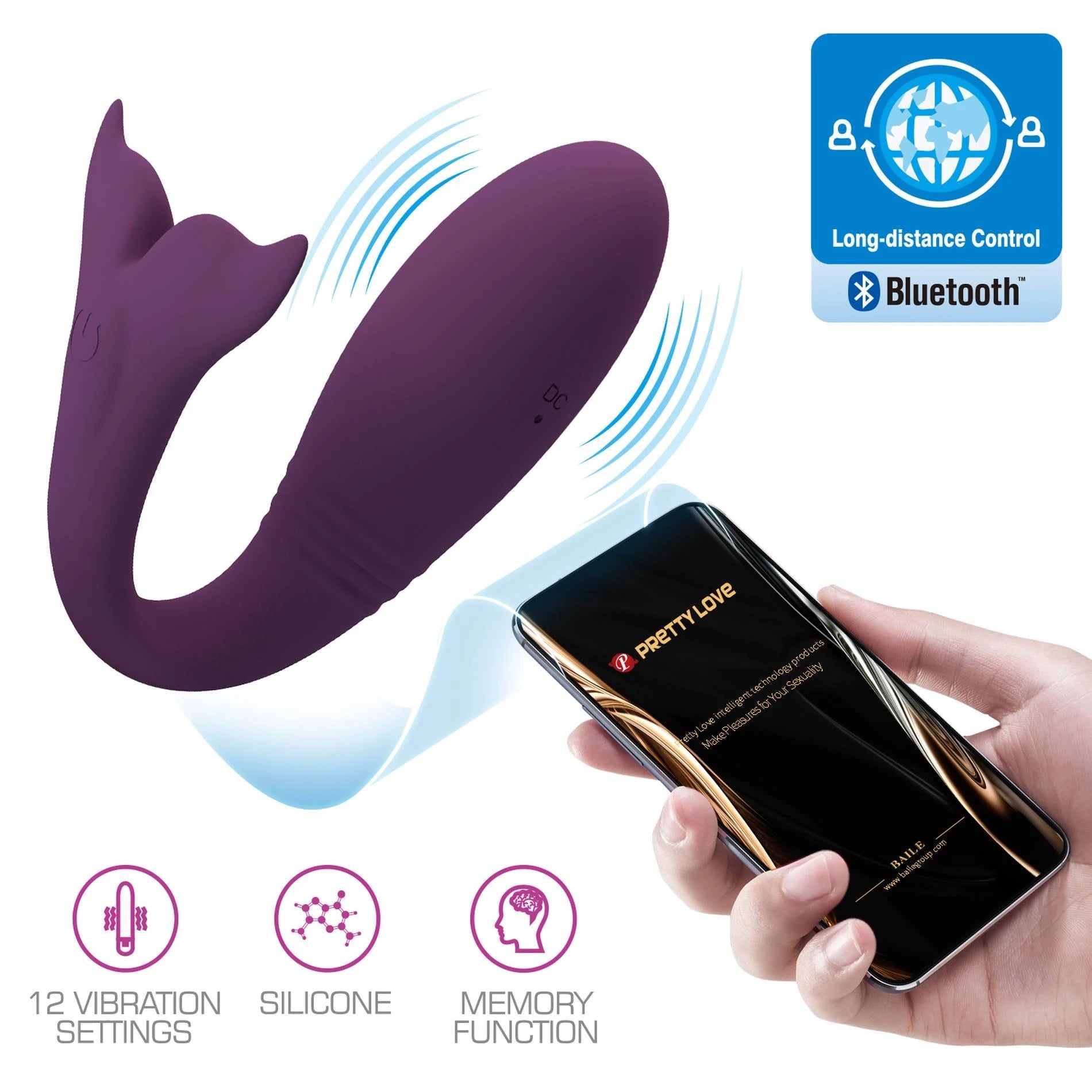 PRETTY LOVE - Jayleen, 12 fonctions de vibration Contrôle de l'application mobile à distance