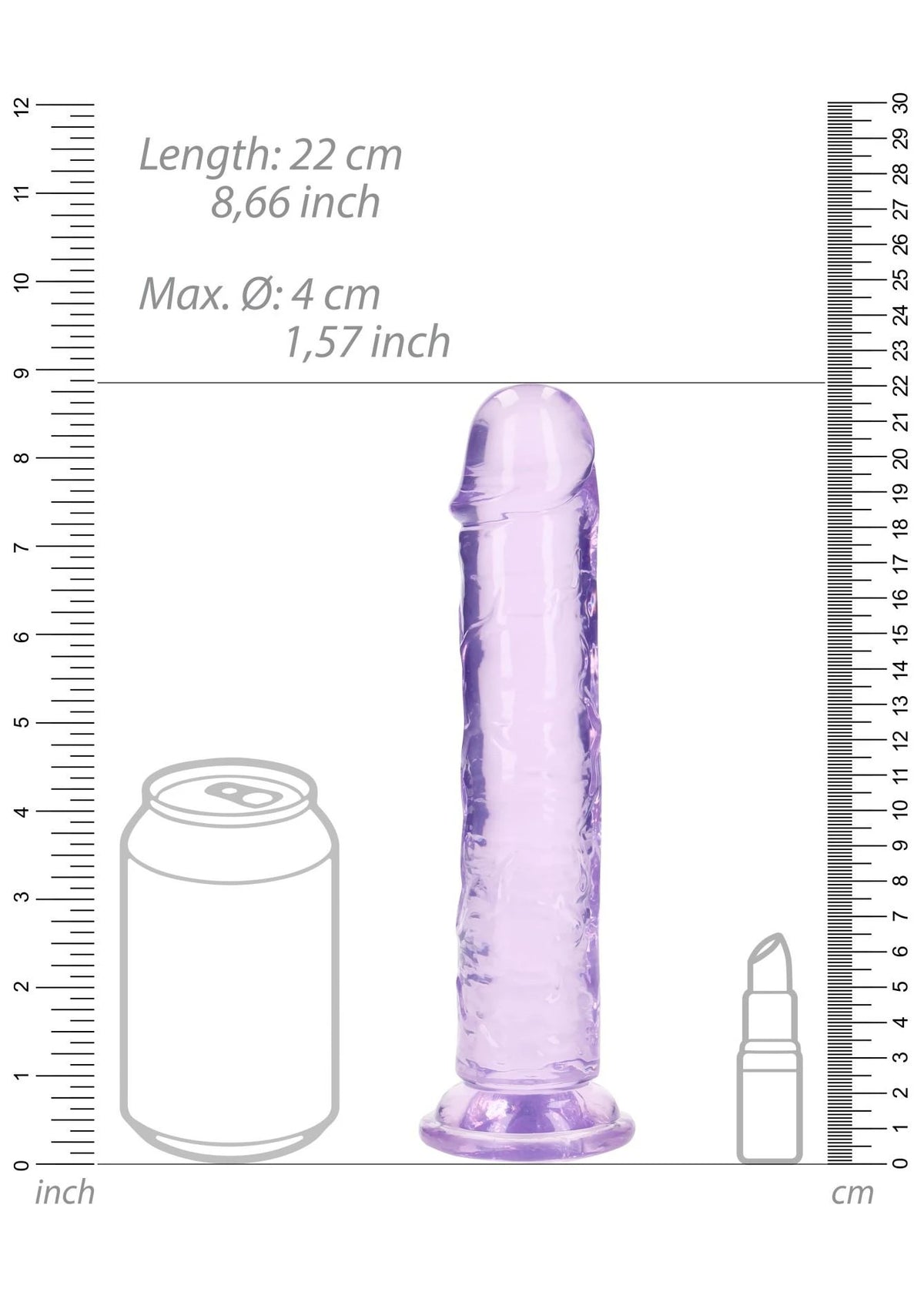 Dildo realistico Straight – con ventosa, viola 6 cm | RealRock