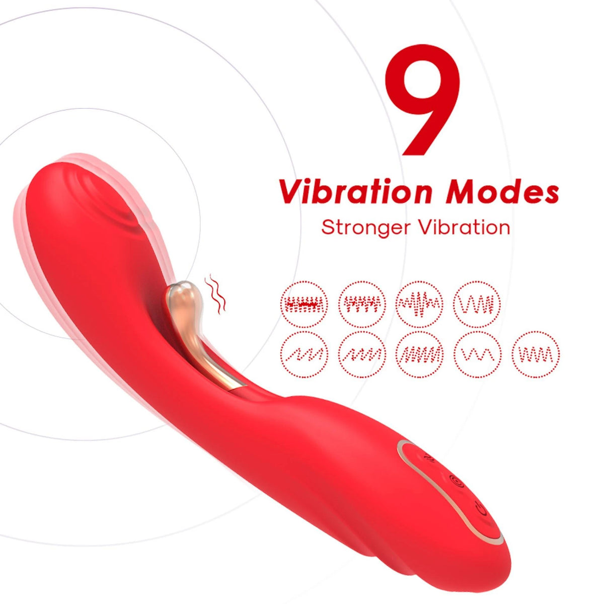 Vibratore rabbit Fishhook point 9 funzioni – ricaricabile, doppio, rosso | Favorites