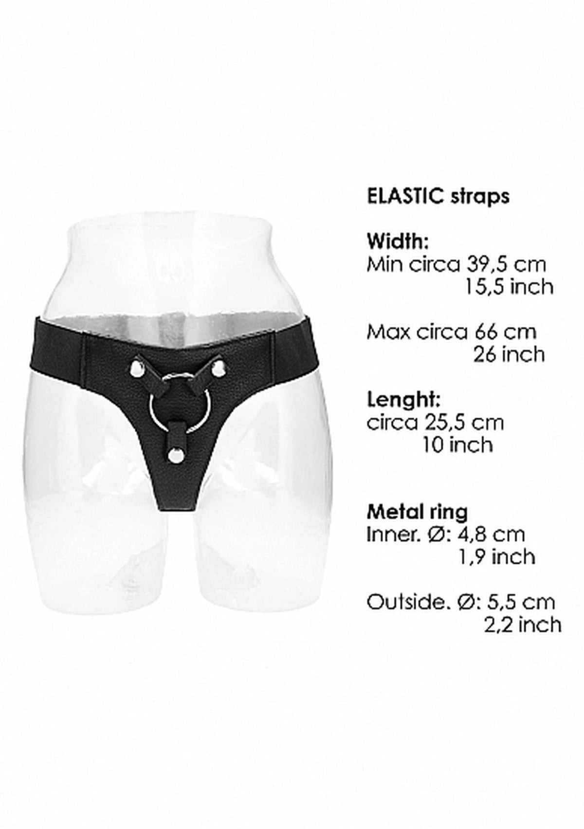 Imbracatura strap-on Elastic 37 cm – nera | RealRock