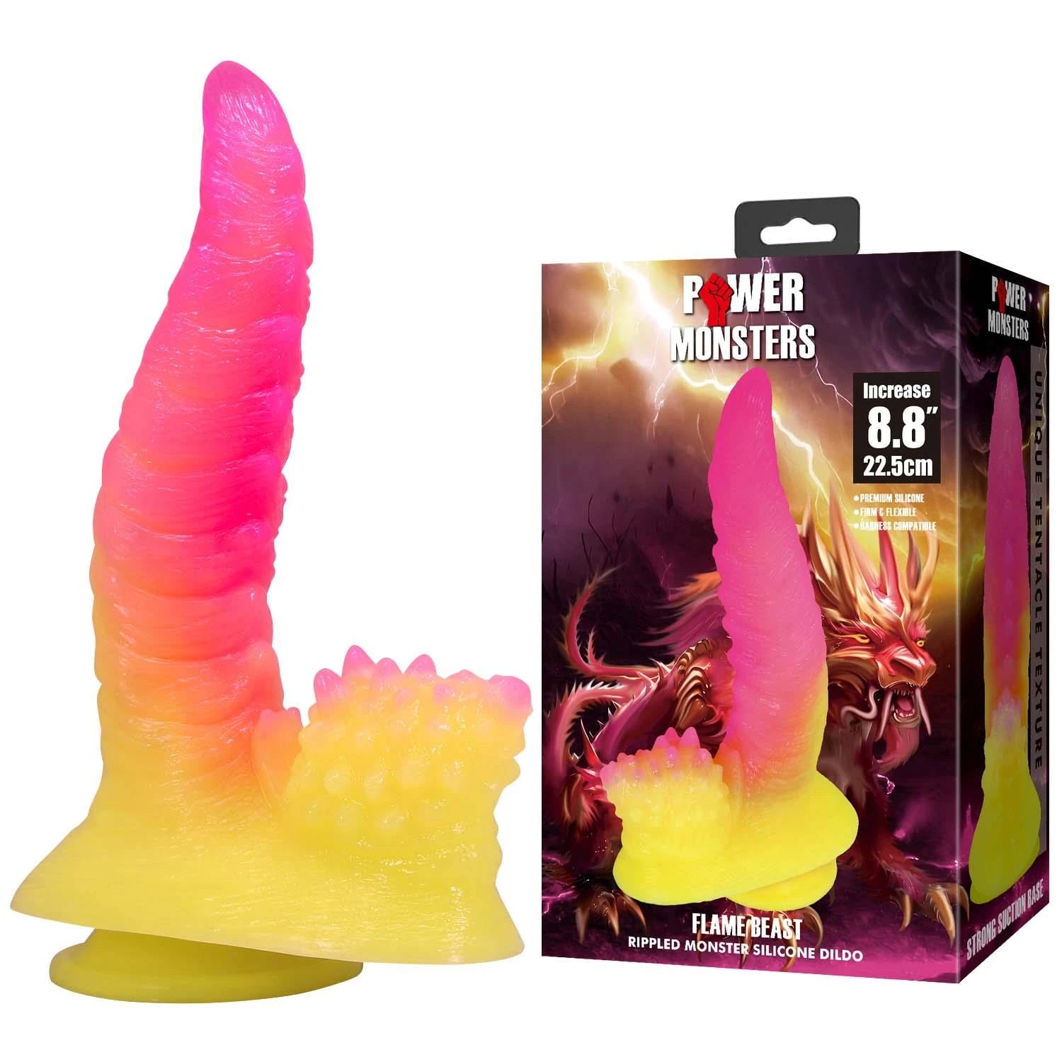 Power Monsters Flamebeast – 22,5 cm Godemichet monstre ondulé en silicone