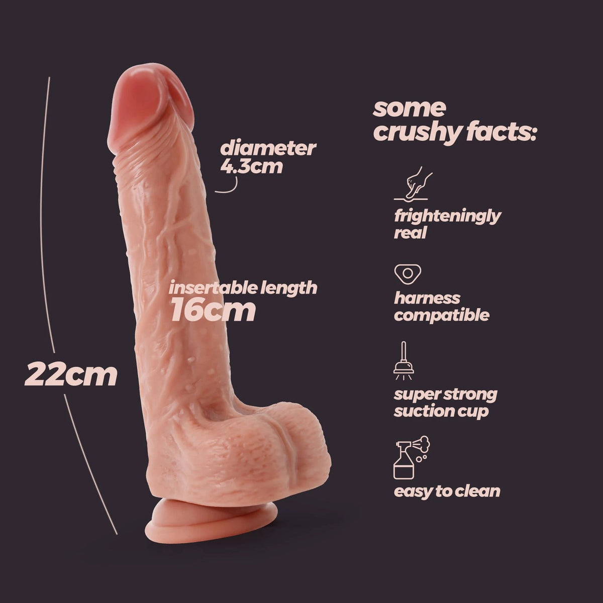 Realistic dildo Inviktus – with suction cup, nude EX24673 | Crushious