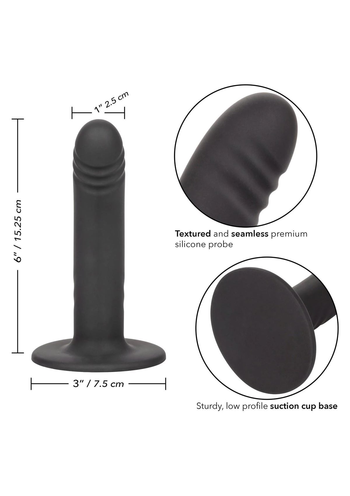 Dildo Boundless 6 Ridged – con ventosa, nero | Calexotics