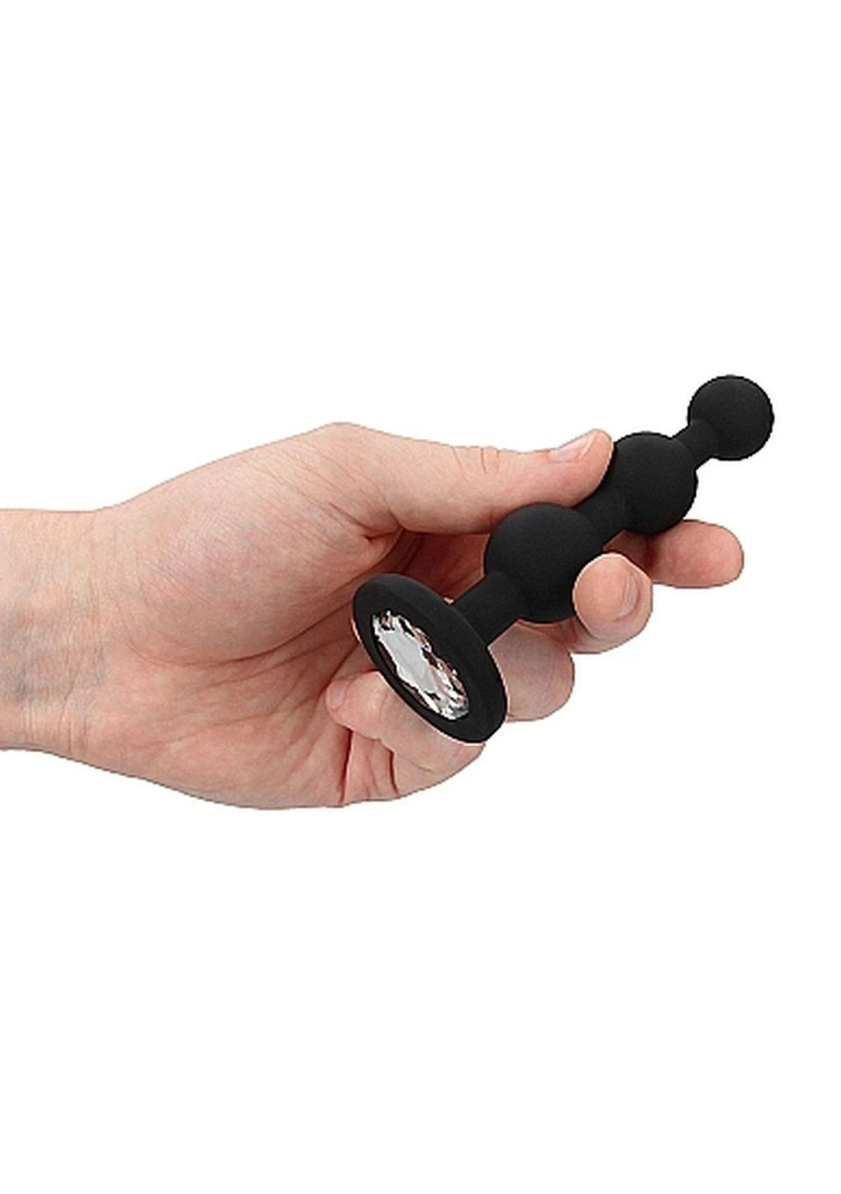 Plug anale Beaded 11.4 cm – con gioiello, nero | Ouch!