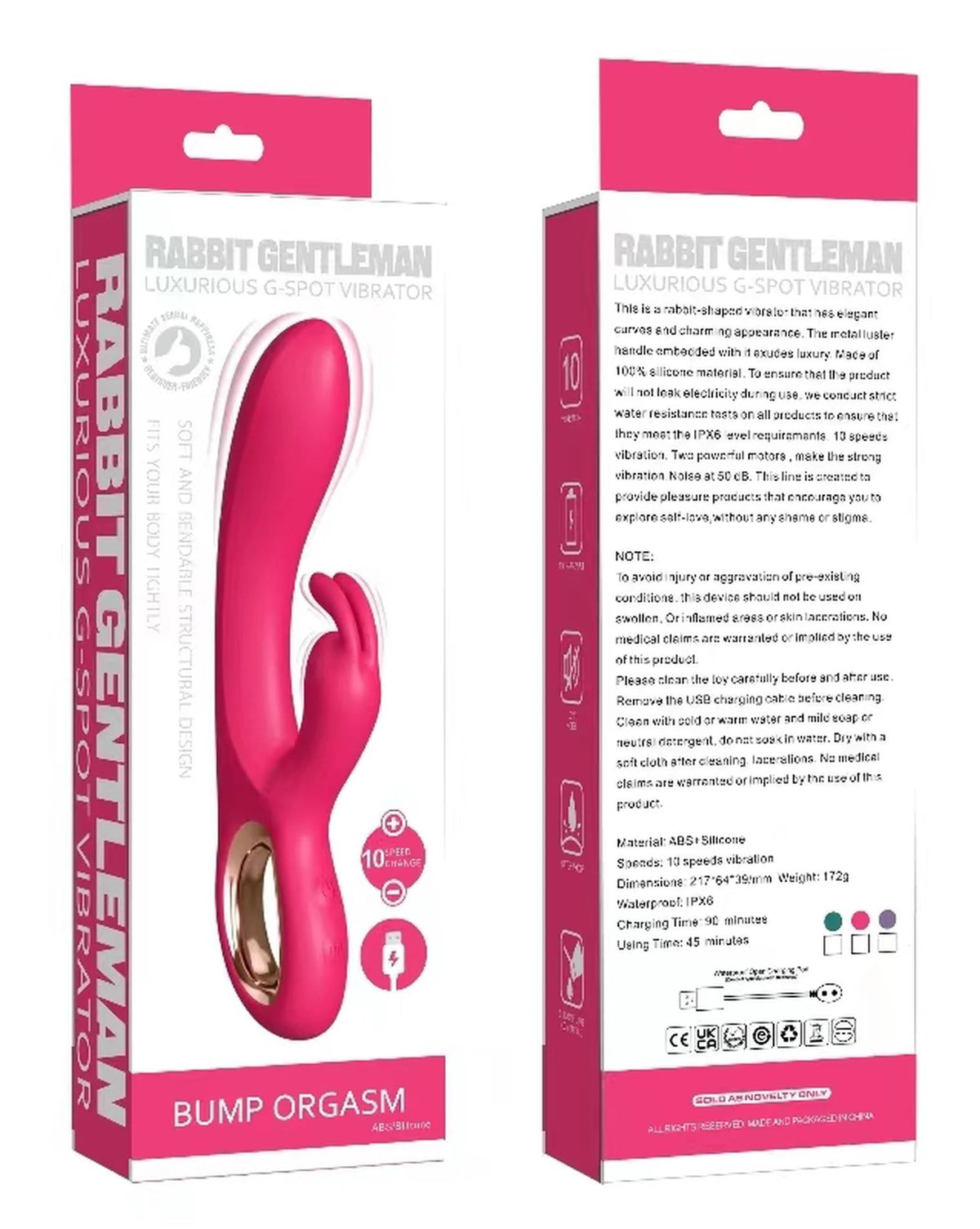 Vibratore rabbit 21.7 cm – ricaricabile, fucsia | Favorites