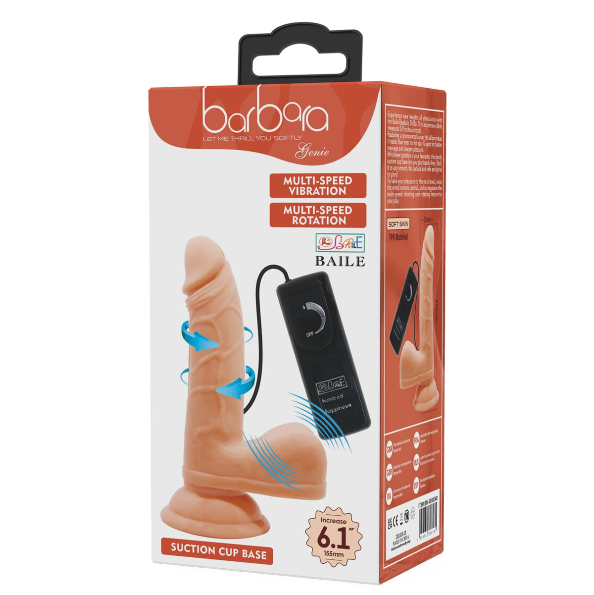 Vibrador realista Barbara Genie 5 7 – con mando a distancia, de cyberskin | Baile