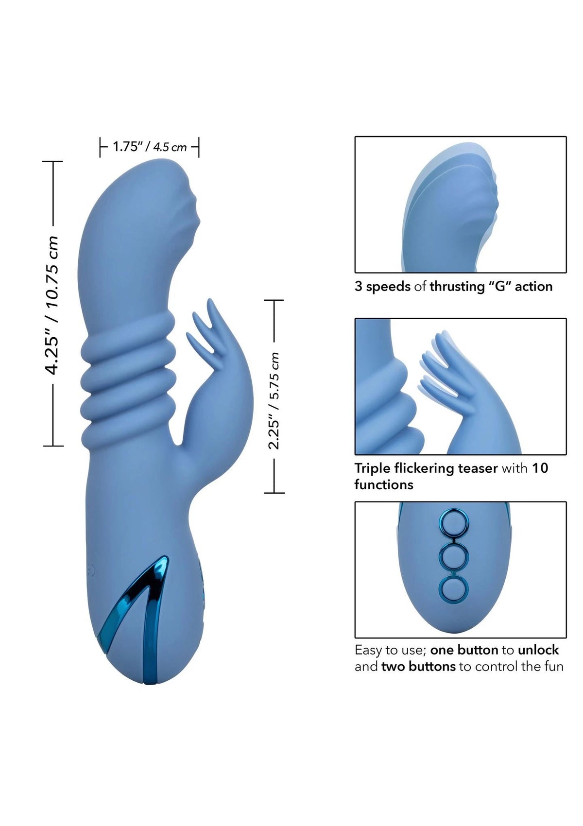 Vibratore rabbit Santa Cruz Coaster – blu | Calexotics