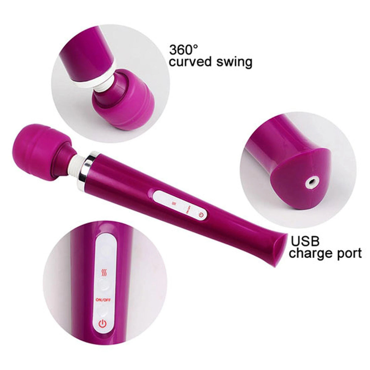 Masajeador wand Magic 10 funciones – recargable, morado | Favorites