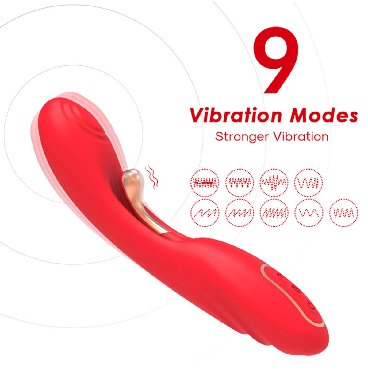 Vibratore rabbit Fishhook point 9 funzioni – ricaricabile, doppio, rosso | Favorites