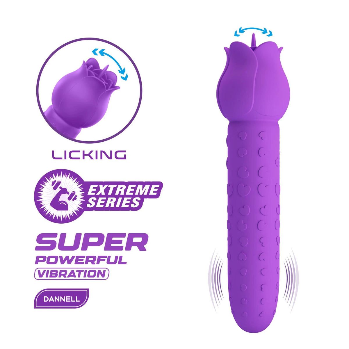 Stimolatore clitorideo Dannell Extreme 16.3 cm – ricaricabile, viola | Pretty Love