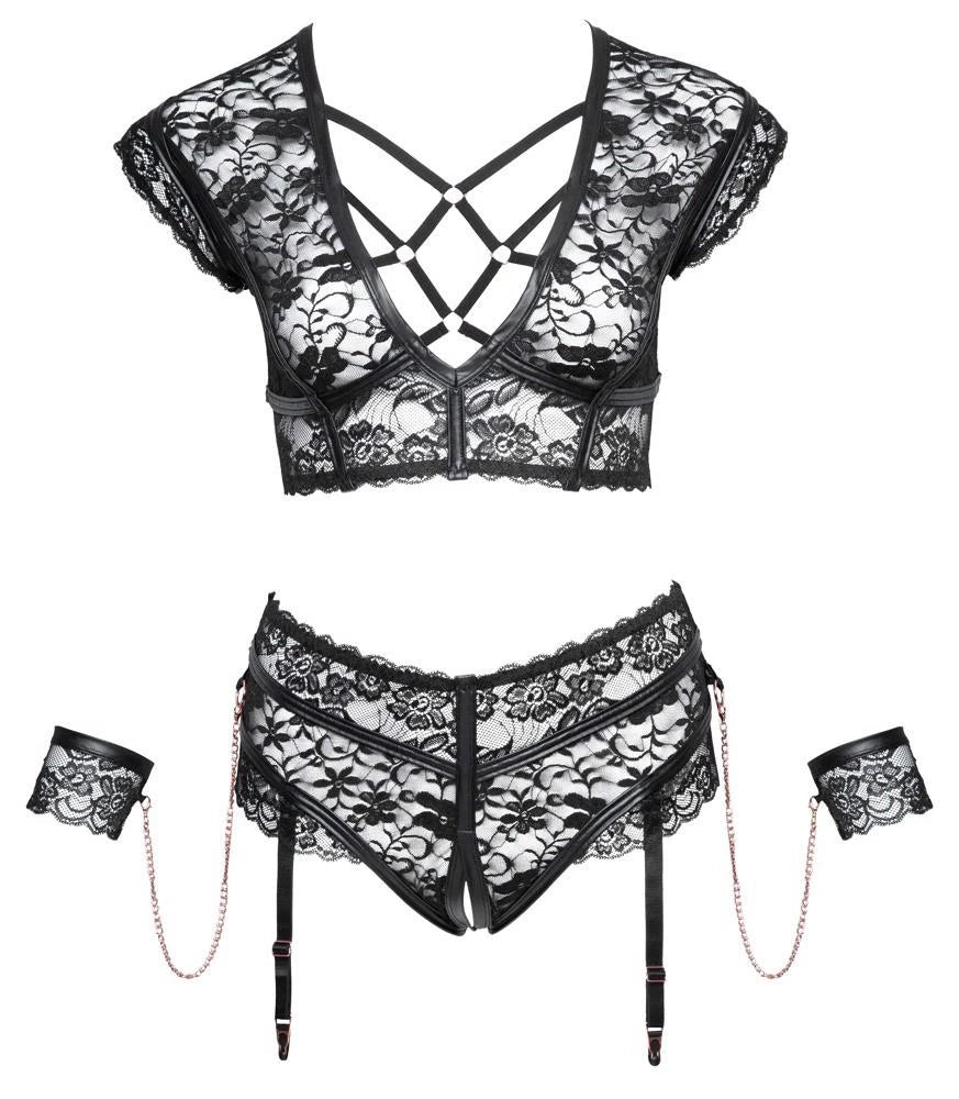 Dessous-Set – aus Spitze, ouvert, schwarz 22139311071 | Cottelli BONDAGE