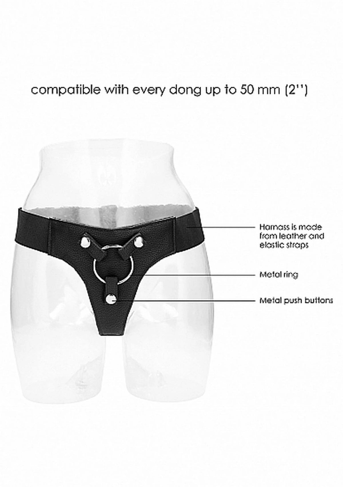 Imbracatura strap-on Elastic 37 cm – nera | RealRock