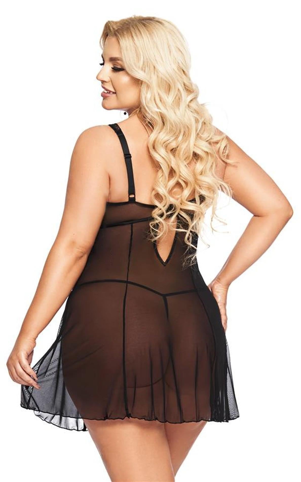 Babydoll Berta – taglie forti, nero | SoftLine Collection