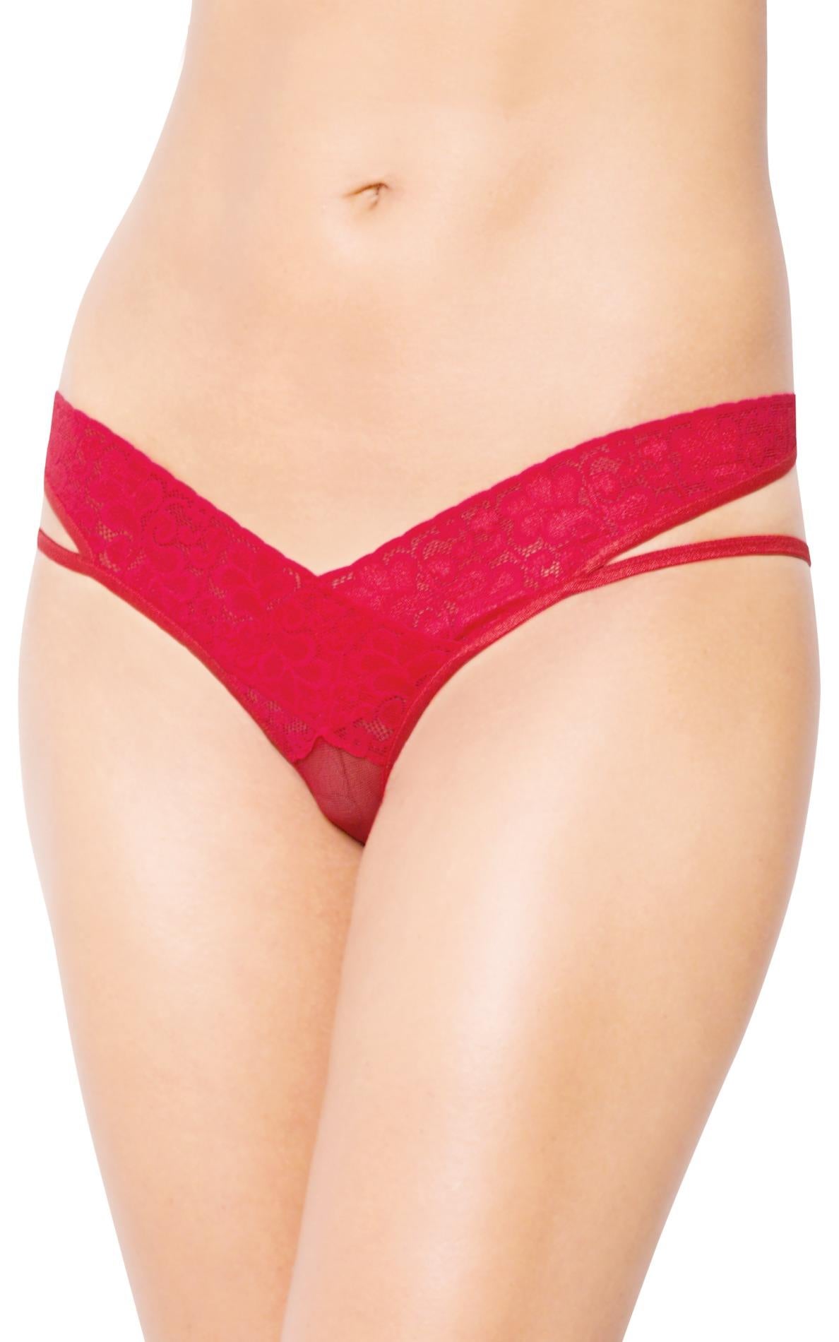 Culotte – en dentelle, à lanières, rouge 89-5591243837 | SoftLine Collection