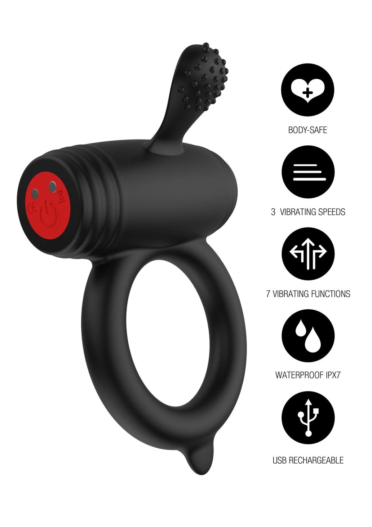 Anello fallico Excellence Pro – vibrante, nero | Hidden Desire