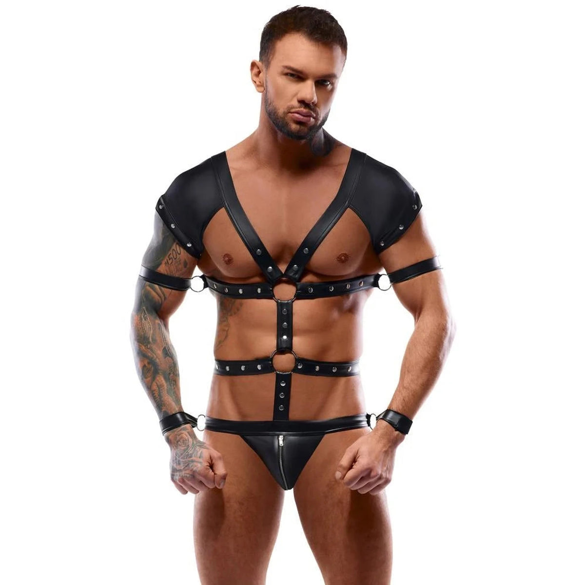 Men's bodysuit – zip, mini, black | Svenjoyment