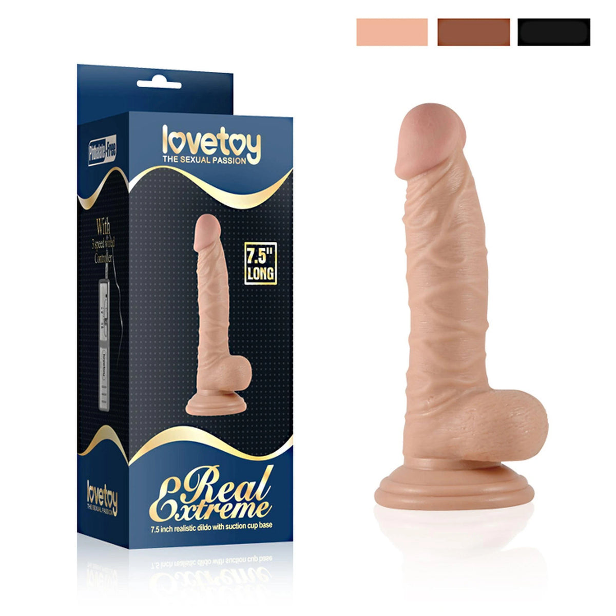 Consolador 7.5″ Extreme 3 velocidades – con mando a distancia, nude | Lovetoy