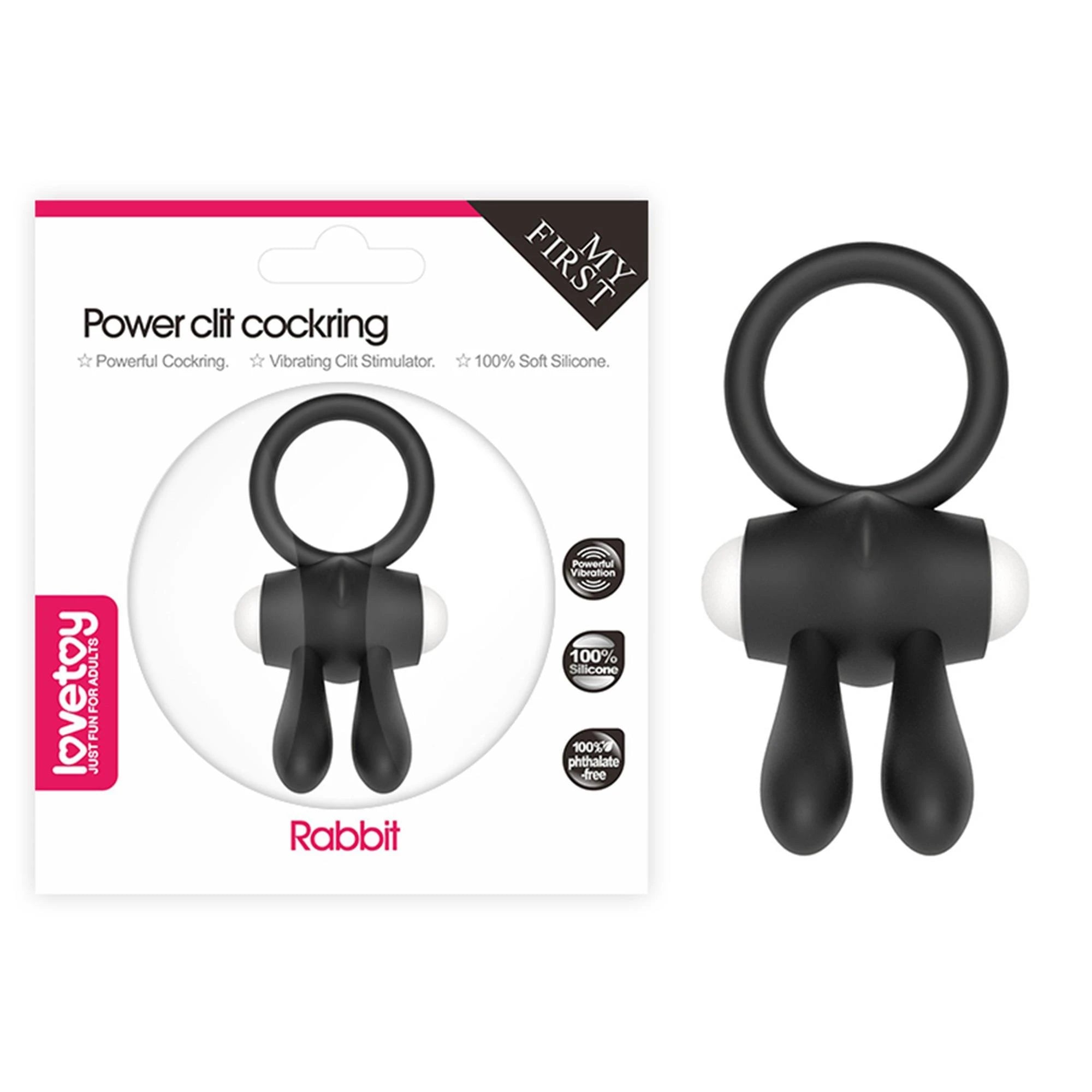 Anneau pénien en silicone Power Clit noir