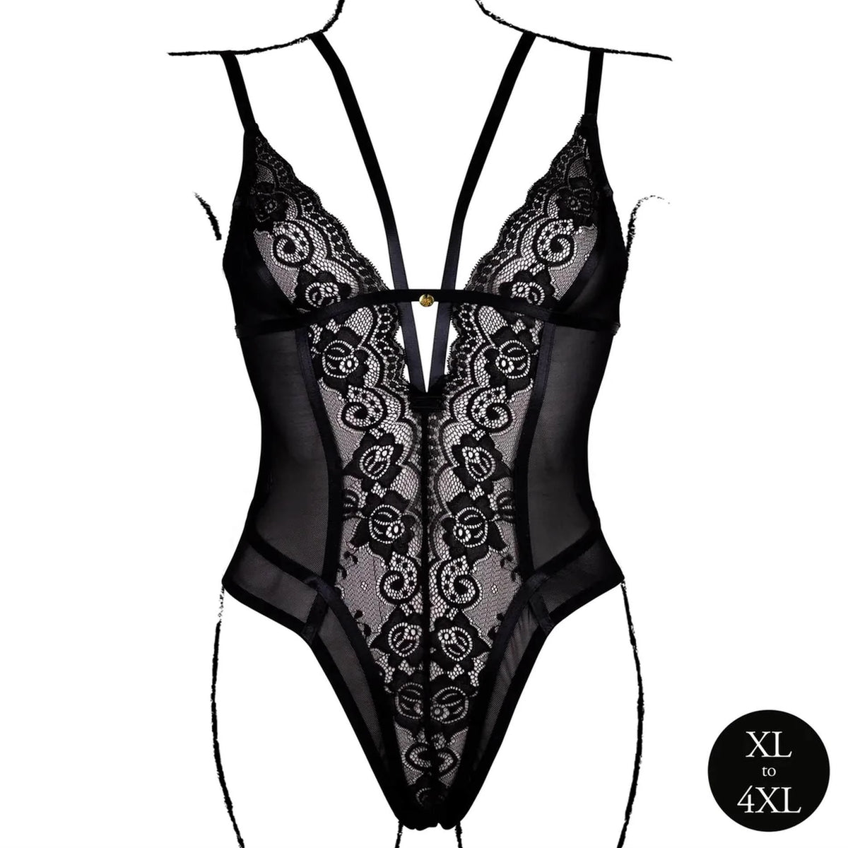 Bodysuit Sliders Queen – plus size, remote control, black | Le Désir
