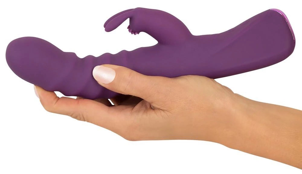 Vibrador rabbit 2 funciones – recargable, con empuje, morado | JAVIDA