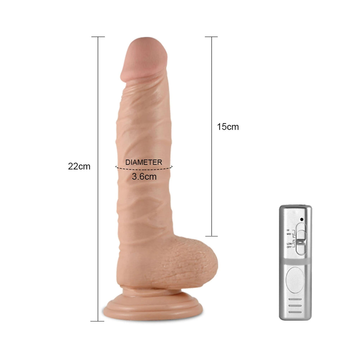 Consolador 8.5″ Extreme 3 velocidades – con ventosa, vibrador, nude 18 cm | Lovetoy