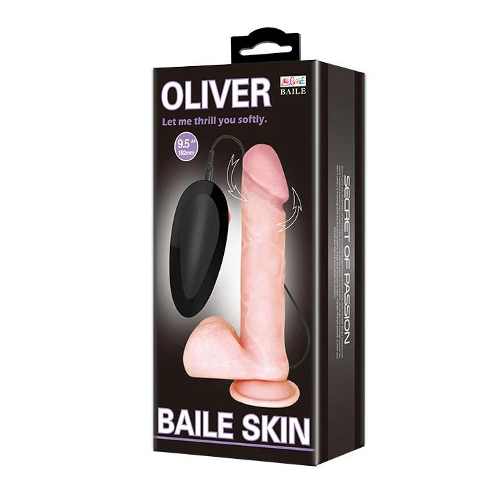 Vibromasseur réaliste Oliver 9.5″ – avec télécommande, en cyberskin | Baile