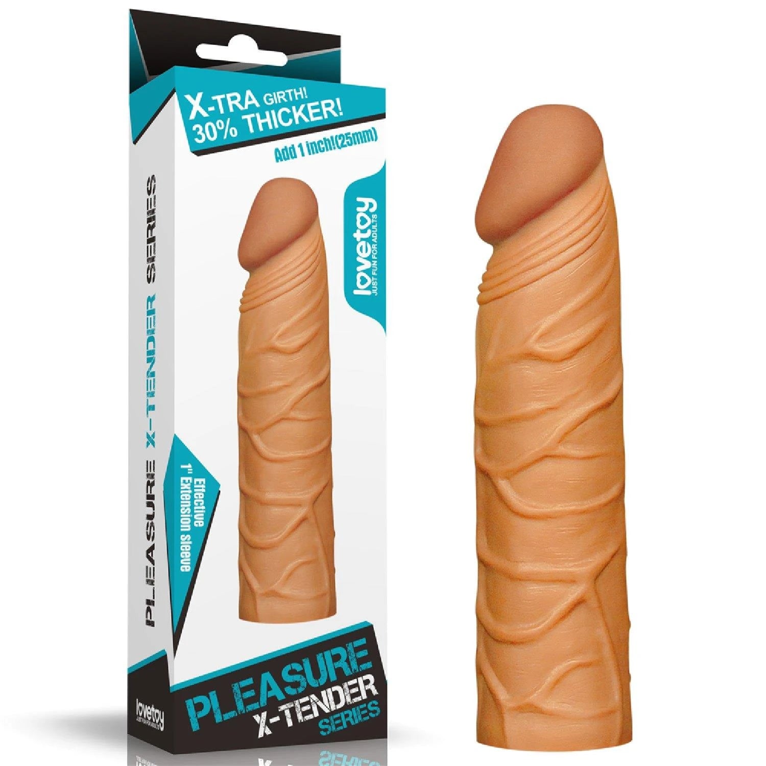 Ajouter 1"" manchon pénien Pleasure X Tender marron