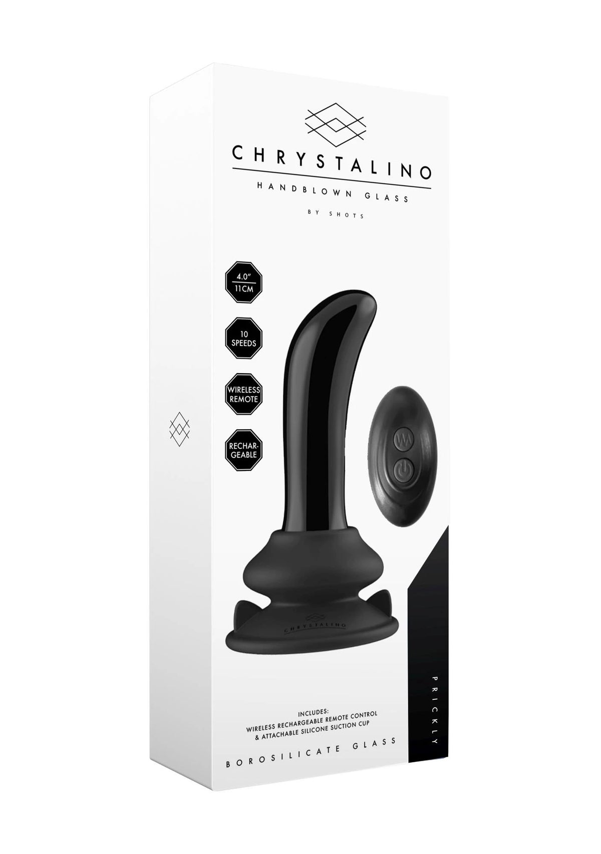 G-pont vibrátor Prickly Smooth 10 funkció – távirányítós, tapadókorongos, fekete | Chrystalino